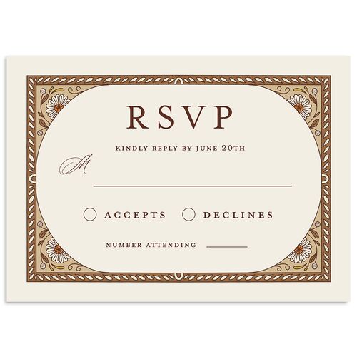 Intricate Vintage Wedding Response Cards Tan Signature Standard
