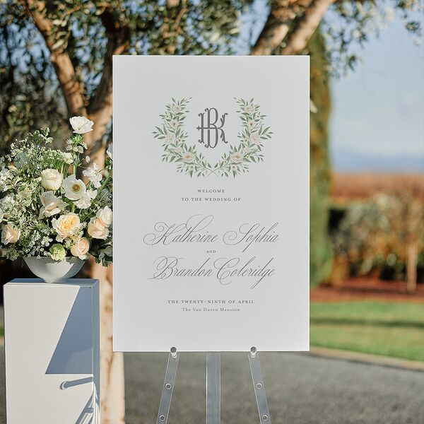 Luxury Floral Monogram Standard Welcome Sign Large Cotton Standard Indoor Foam Core L Welcome