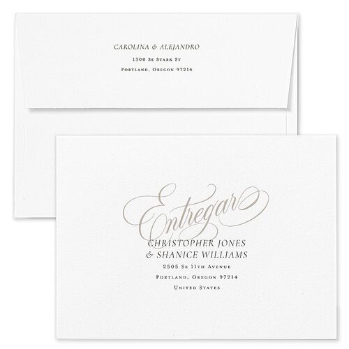 Nuestra Boda Bridal Shower Invitation Envelopes Terracotta Champagne Both Recipient and Return Addresses Signature Standard
