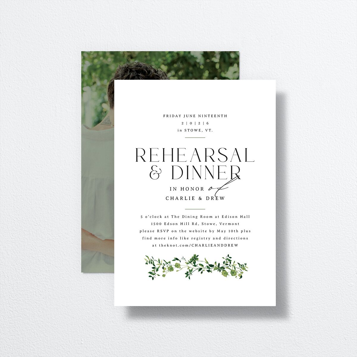 Simple Vine Rehearsal Dinner Invitations Deep Olive Signature