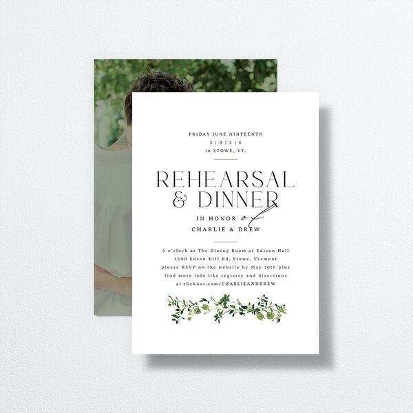 Simple Vine Rehearsal Dinner Invitations Deep Olive Signature