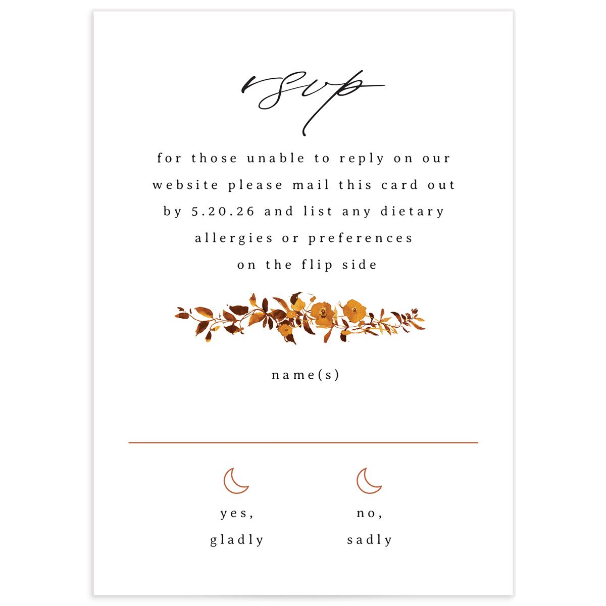 Simple Vine Wedding Response Cards