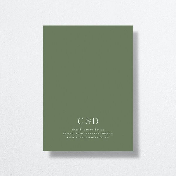 Simple Vine Save the Date Cards Deep Olive Signature smooth No