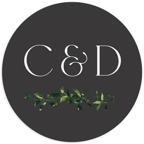 Simple Vine Wedding Stickers Charcoal