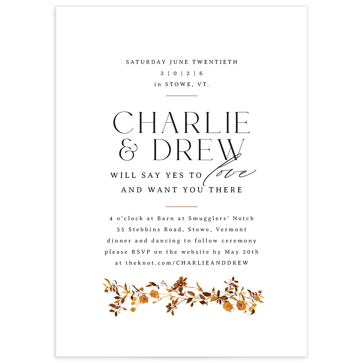Simple Vine Wedding Invitations
