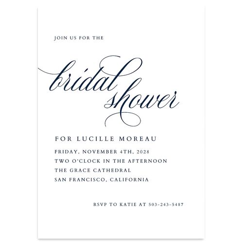 The Union Of Bridal Shower Invitations Navy Signature Blank Standard