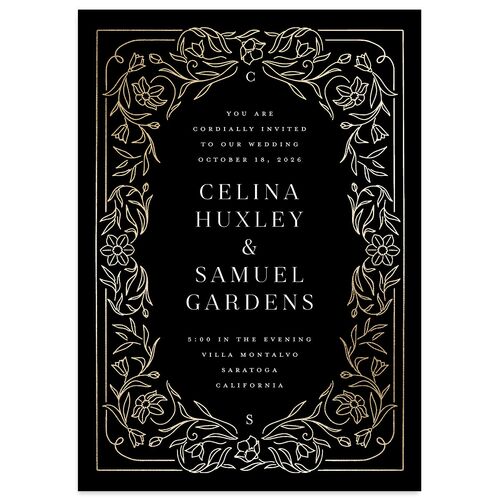 Floral Opulence Foil Wedding Invitations Gold Licorice Signature Blank No Standard