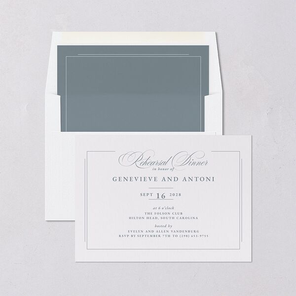 Elegant Photograph Rehearsal Dinner Invitations Dusty Blue Signature Blank Standard