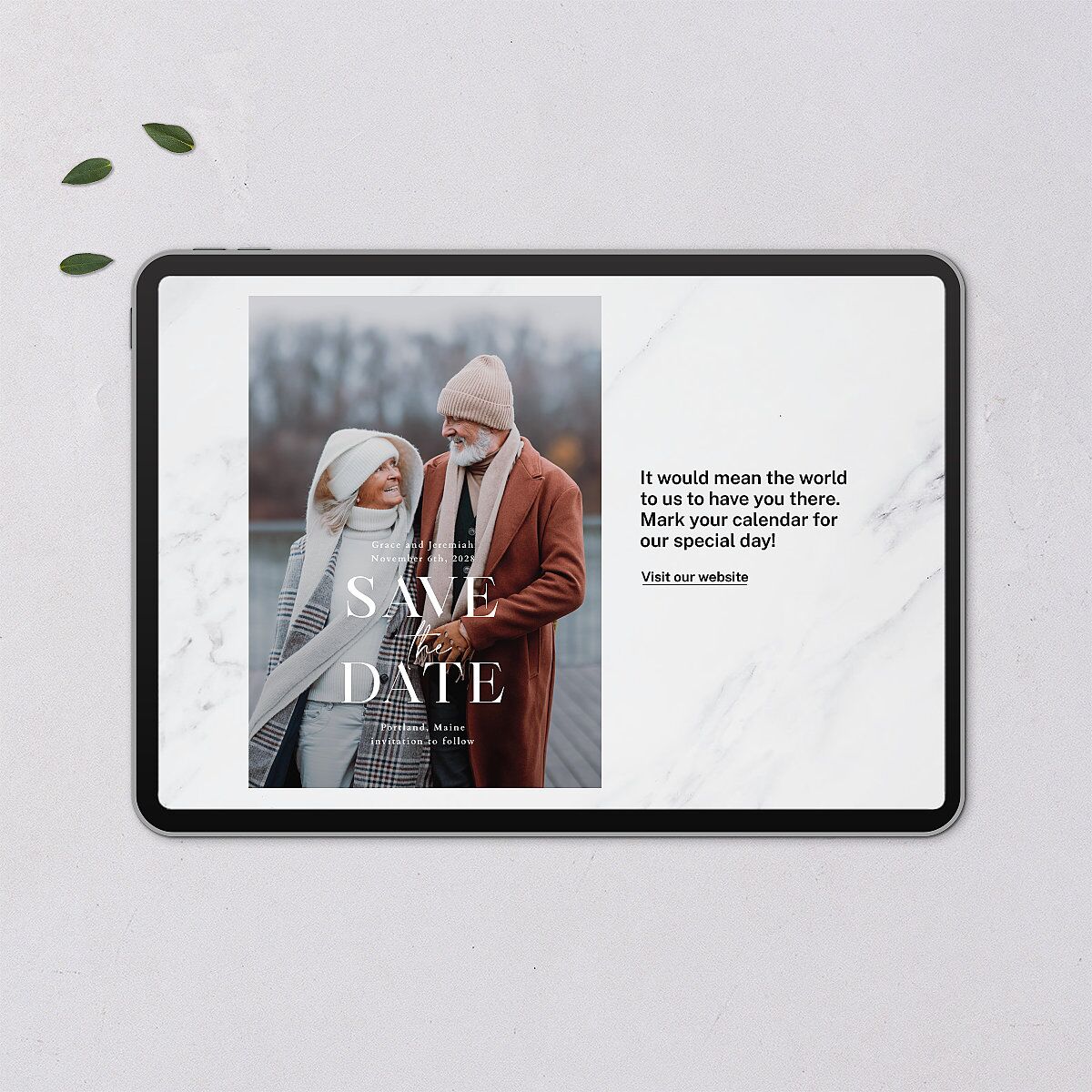 Foundation Digital Save the Date Cards Chestnut Dusty Blue Lets Celebrate