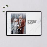 Foundation Digital Save the Date Cards Chestnut Dusty Blue Lets Celebrate