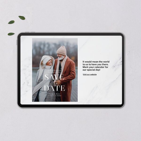 Foundation Digital Save the Date Cards Chestnut Dusty Blue Lets Celebrate