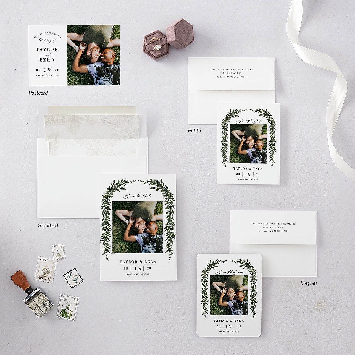 Rich Greenery Save The Date Cards Hunter Green Signature smooth Blank No Standard