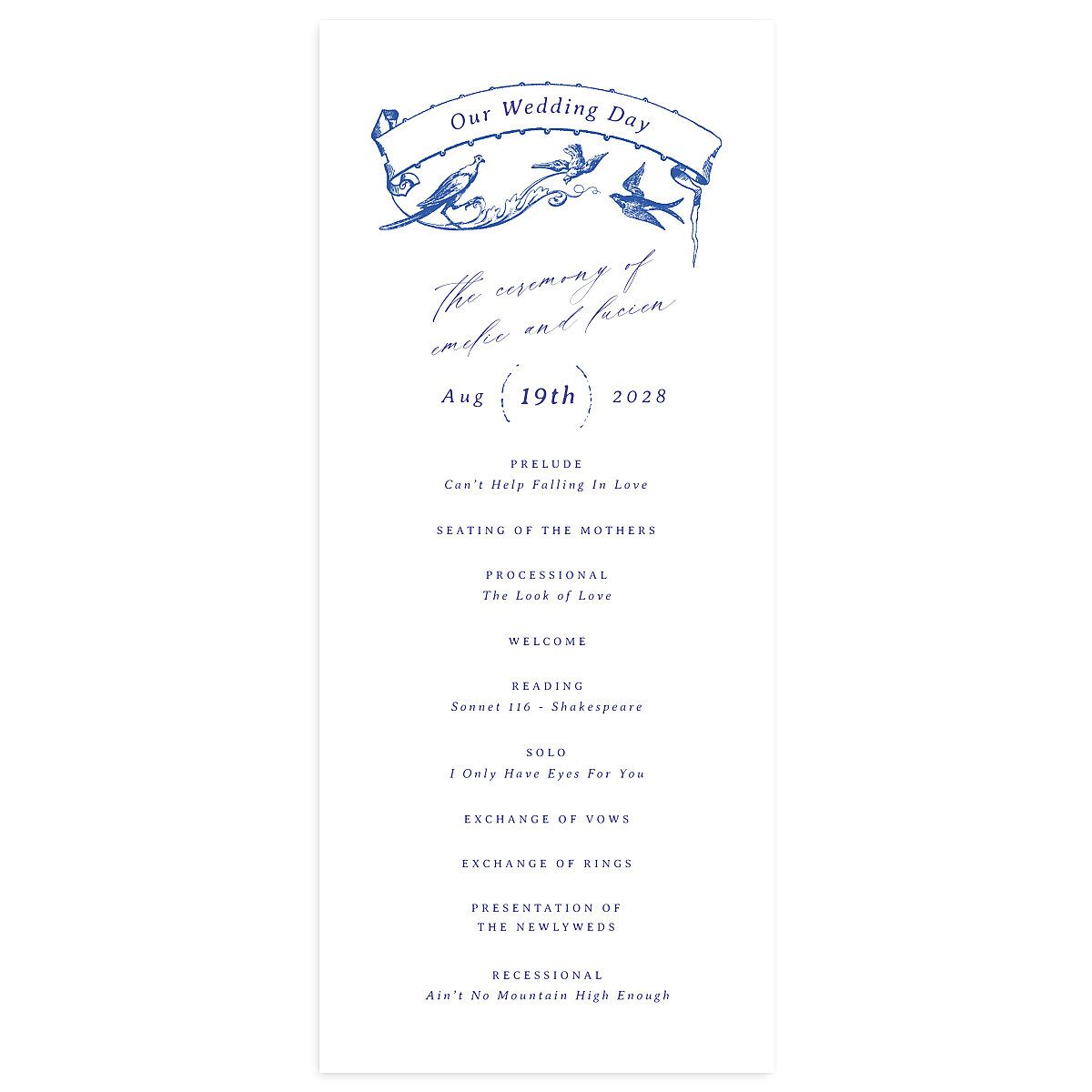 Vintage Toile Wedding Programs