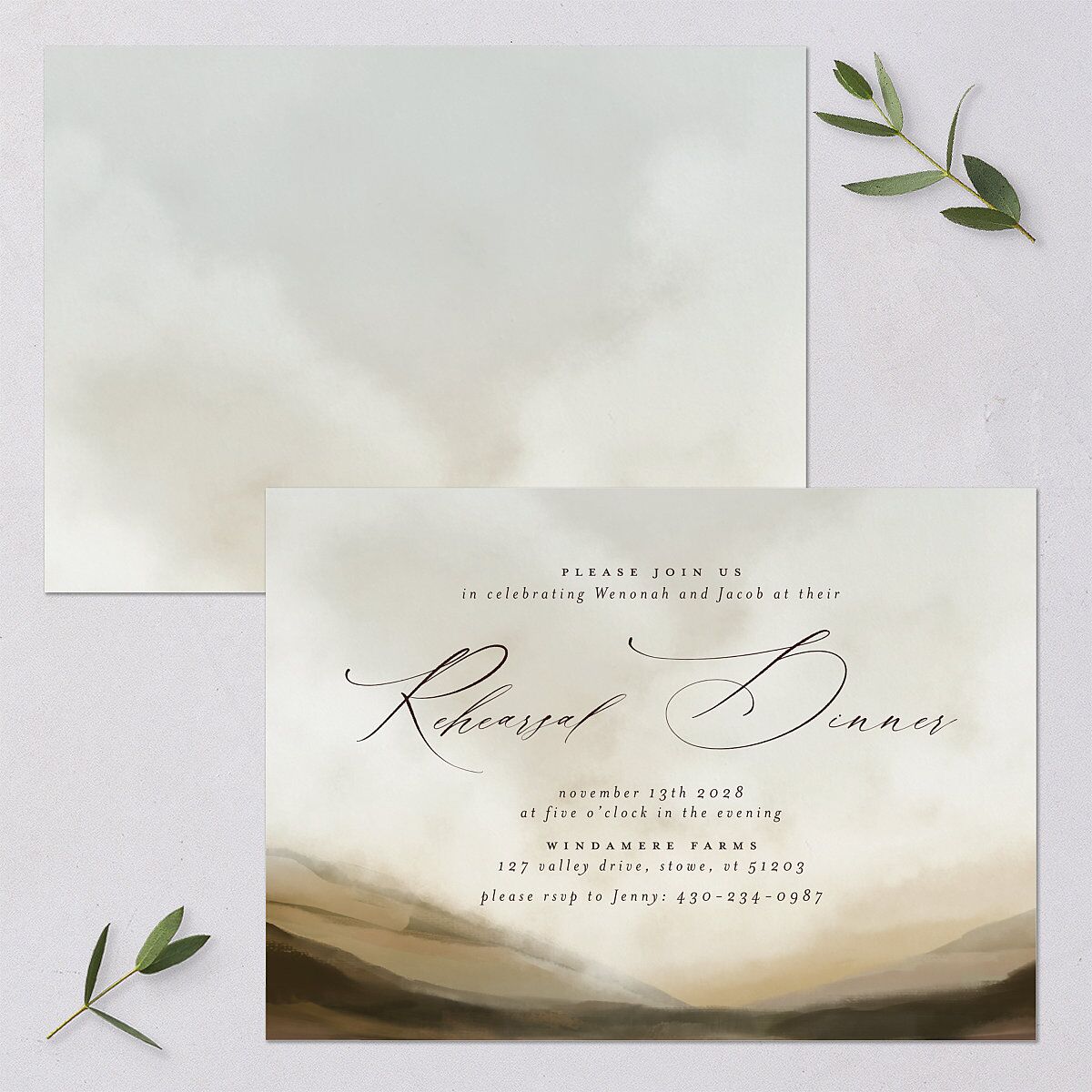 Western Valley Rehearsal Dinner Invitations Tan Signature Blank Standard