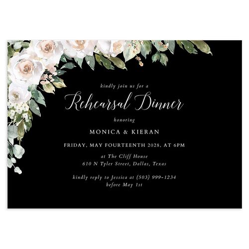 Romantic Laurel Rehearsal Dinner Invitations Licorice Signature Blank Standard