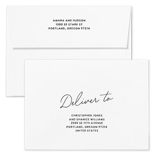 Hand Drawn Wavy Border Rehearsal Dinner Invitation Envelopes White Pure White Both Recipient and Return Addresses Signature Standard