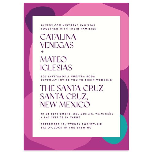 Santa Cruz Bilingual Foreign Language Wedding Invitations Iris Signature Blank No Standard