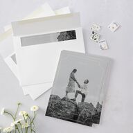 Ticket Frame Border Save the Date Cards Linen Signature smooth Blank Standard