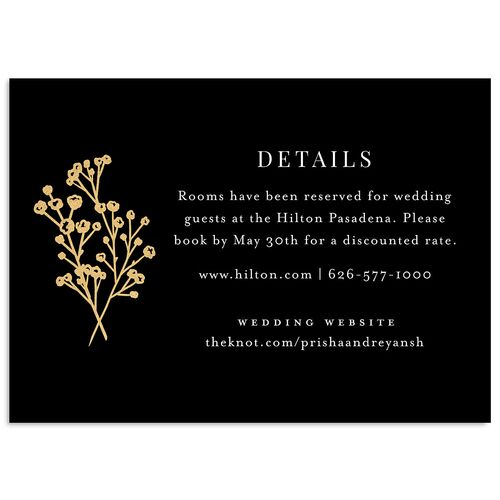 Baby's Breath Wedding Event Detail Cards Gold Licorice Signature Standard