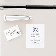 Dainty Bow Save The Date Magnets Navy Magnet Paper
