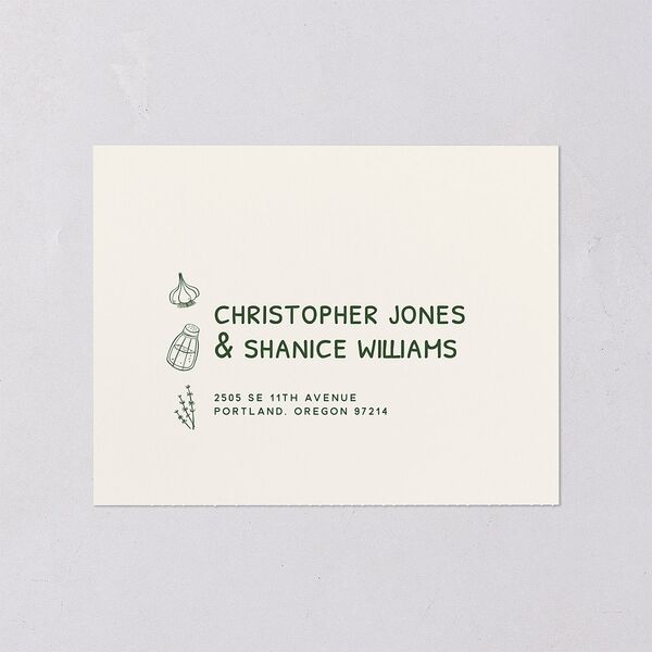 Hand Drawn Recipe All-in-One Wedding Invitations Dark Camo Signature Light Both Recipient and Return Addresses No