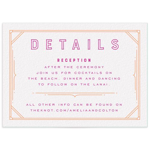 Iconic Beach Wedding Enclosure Cards Tangerine Signature