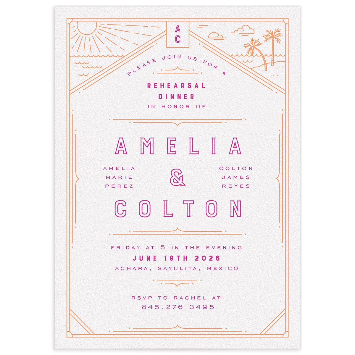 Iconic Beach Rehearsal Dinner Invitations