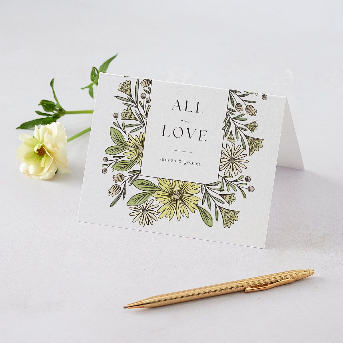 Timeless Wildflowers Thank You Cards Pear