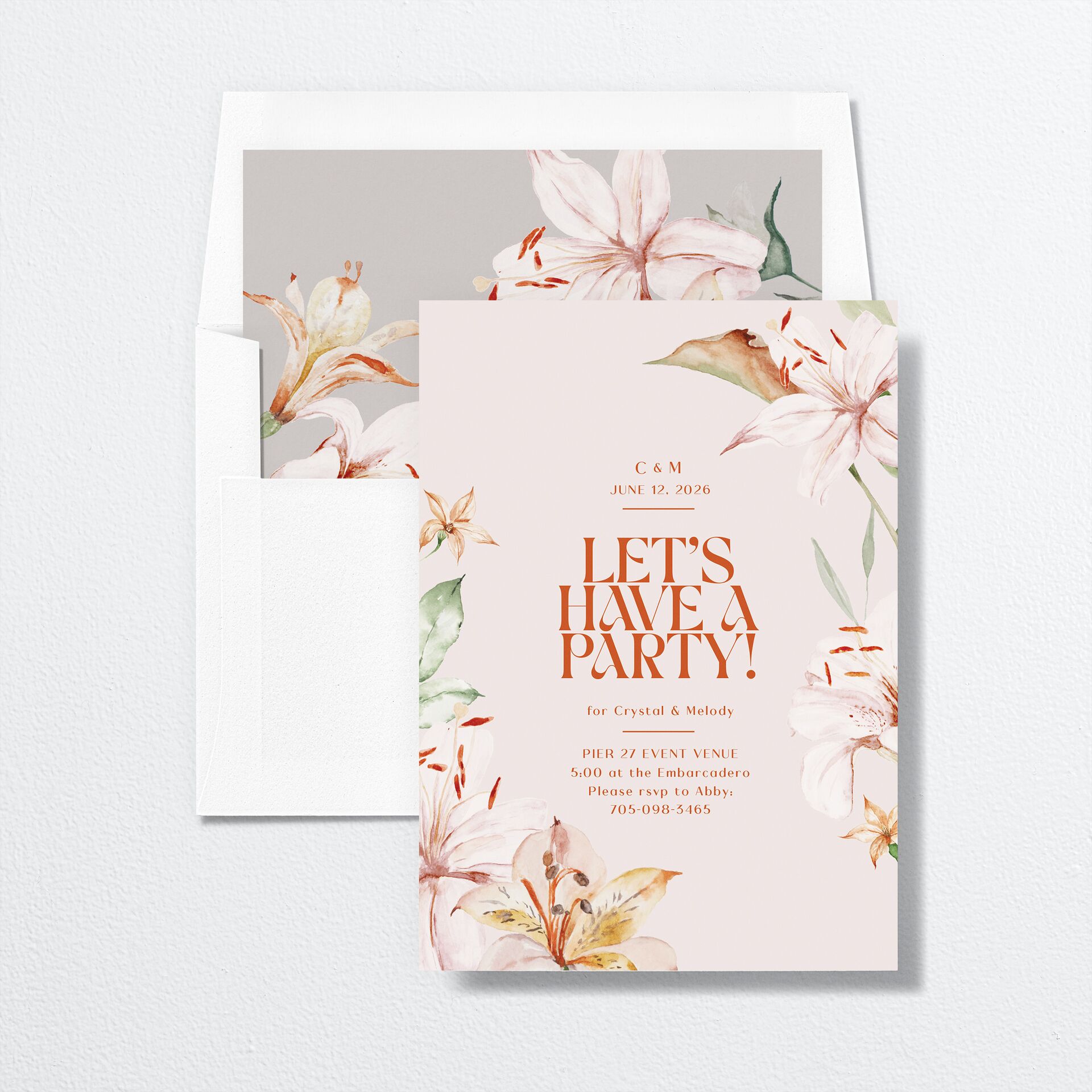 Tropical Lilies Bridal Shower Invitations — view 4