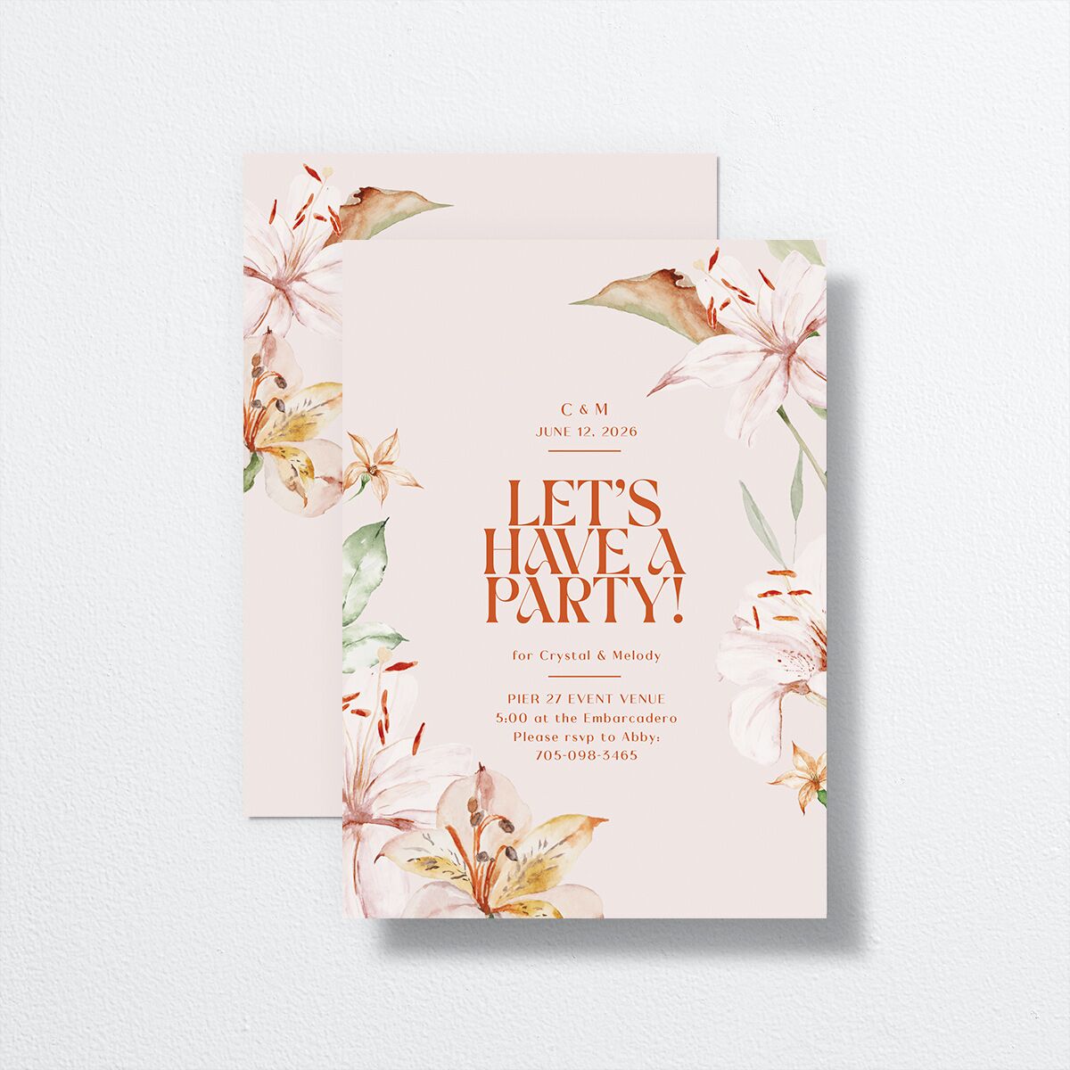 Tropical Lilies Bridal Shower Invitations — view 1