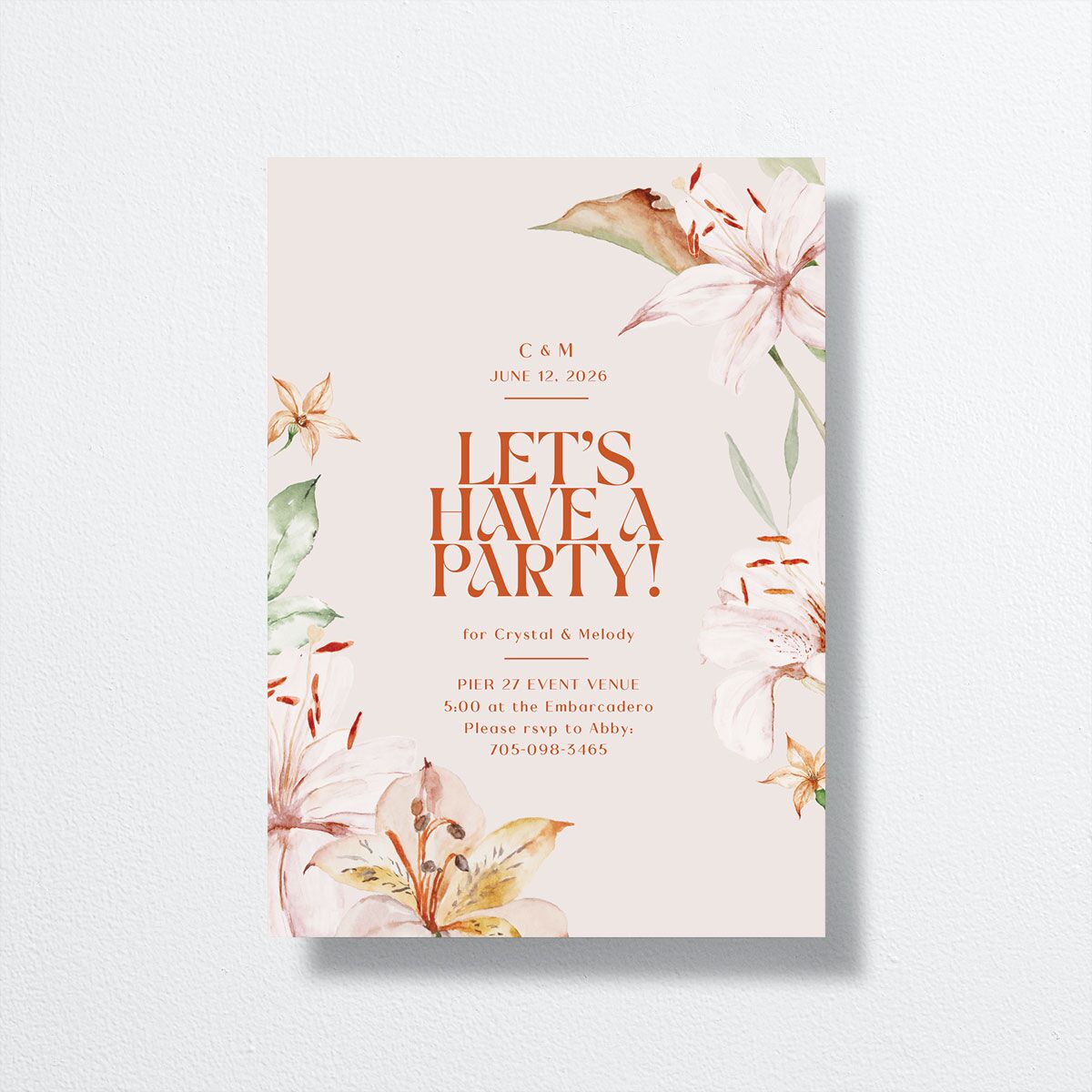 Tropical Lilies Bridal Shower Invitations — view 2