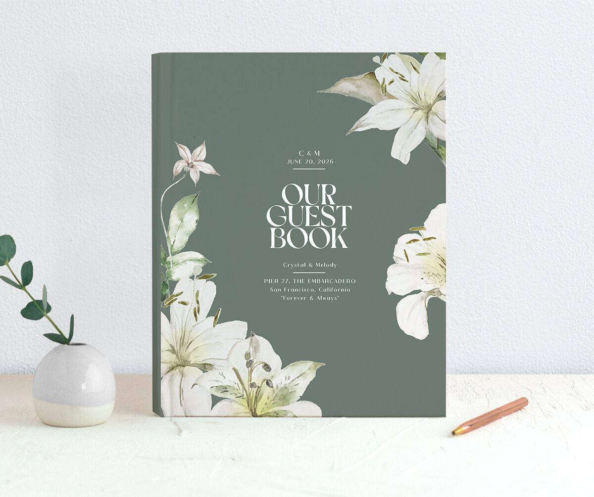Hawaiian Tropical Lilies Guest Books Eucalyptus