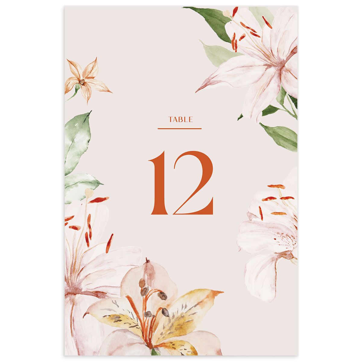 Tropical Lilies Table Numbers