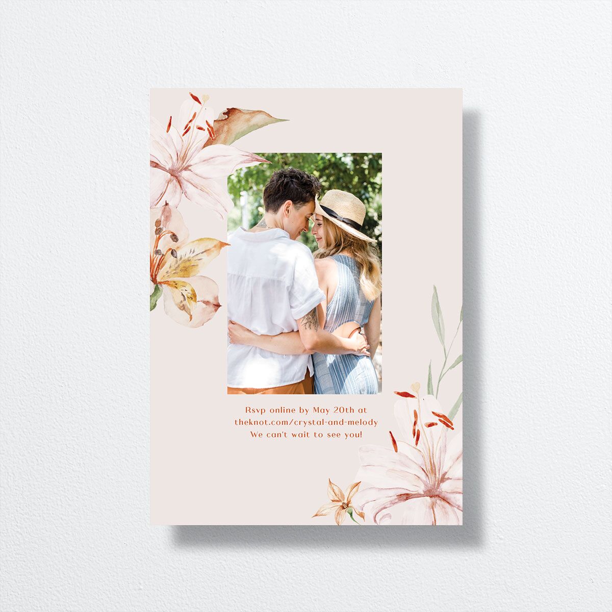 Tropical Lilies Wedding Invitations Burnt Orange Signature No