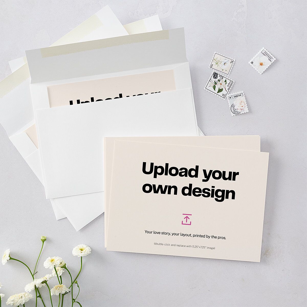 Upload Your Own Design Landscape Bridal Shower Invitations Pure White Signature Blank Standard
