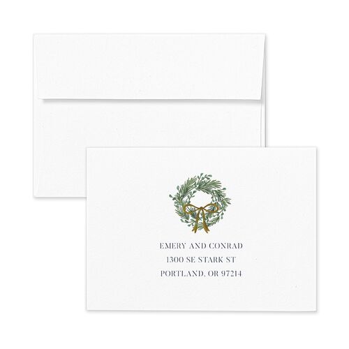Festive Garland Response Card Envelopes White Moody Blue Return Address Signature Standard