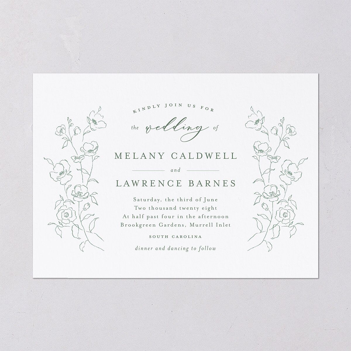 Floral Adornment Wedding Invitations Eucalyptus Signature Blank No Standard