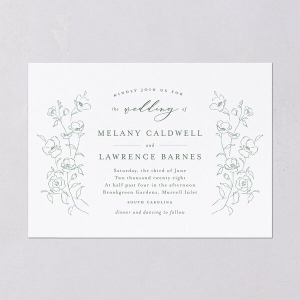 Floral Adornment Wedding Invitations Eucalyptus Signature Blank No Standard