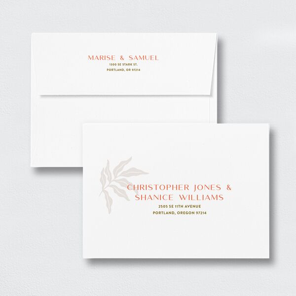 Impressionist Paradise Wedding Invitation Envelopes White Standard Salmon Both Recipient and Return Addresses Signature
