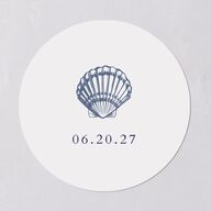 Classic Shell Wedding Stickers Royal Blue