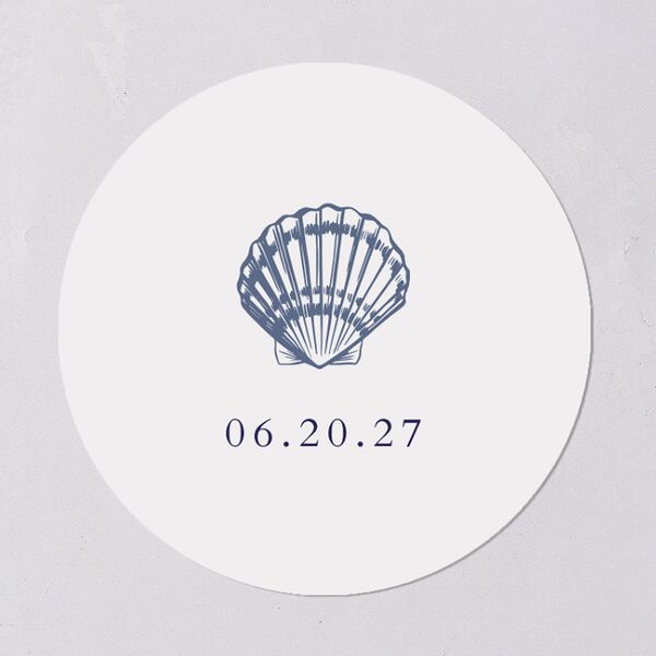 Classic Shell Wedding Stickers Royal Blue