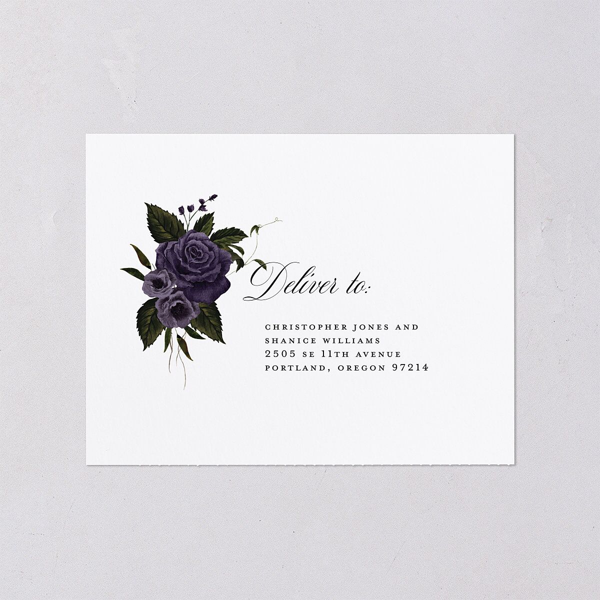 Dark Gothic Roses All-in-One Wedding Invitations Regency Signature Light Both Recipient and Return Addresses No