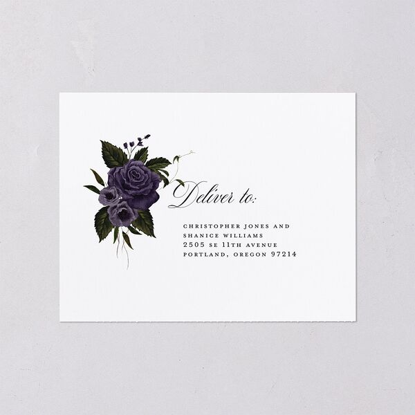 Dark Gothic Roses All-in-One Wedding Invitations Regency Signature Light Both Recipient and Return Addresses No