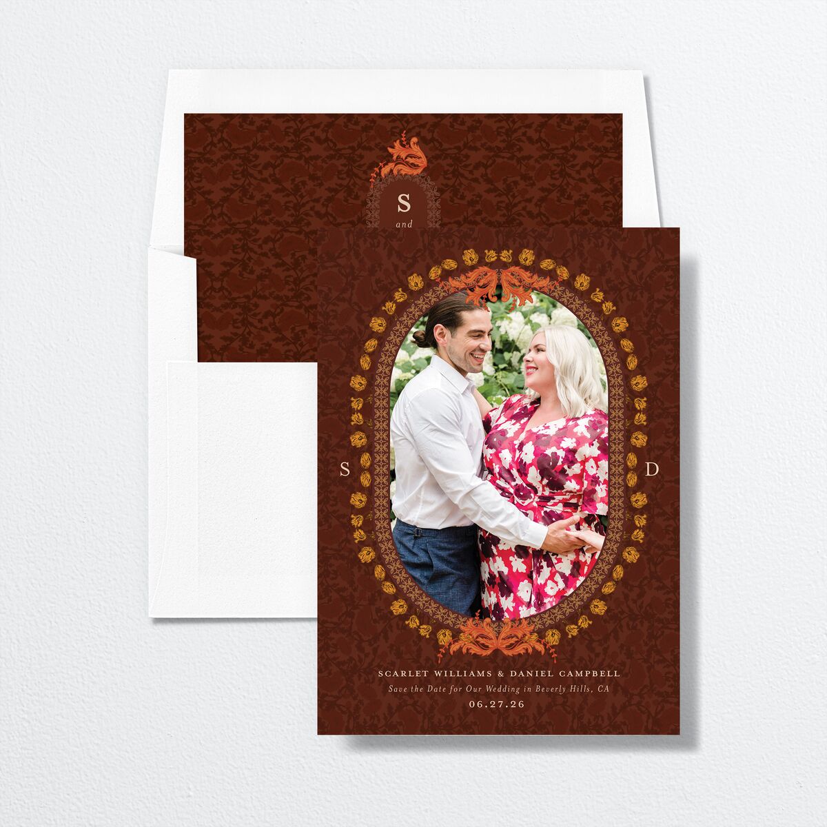 Kaleidoscope Tapestry Save the Date Cards Chocolate Signature smooth No