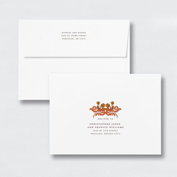Kaleidoscope Tapestry Save The Date Card Envelopes White Standard Chocolate Both Recipient and Return Addresses Signature
