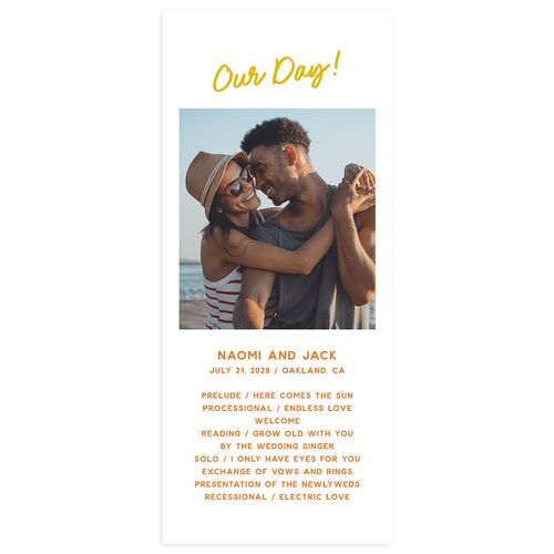 Color Pop Retro Photo Wedding Programs Sunflower Signature
