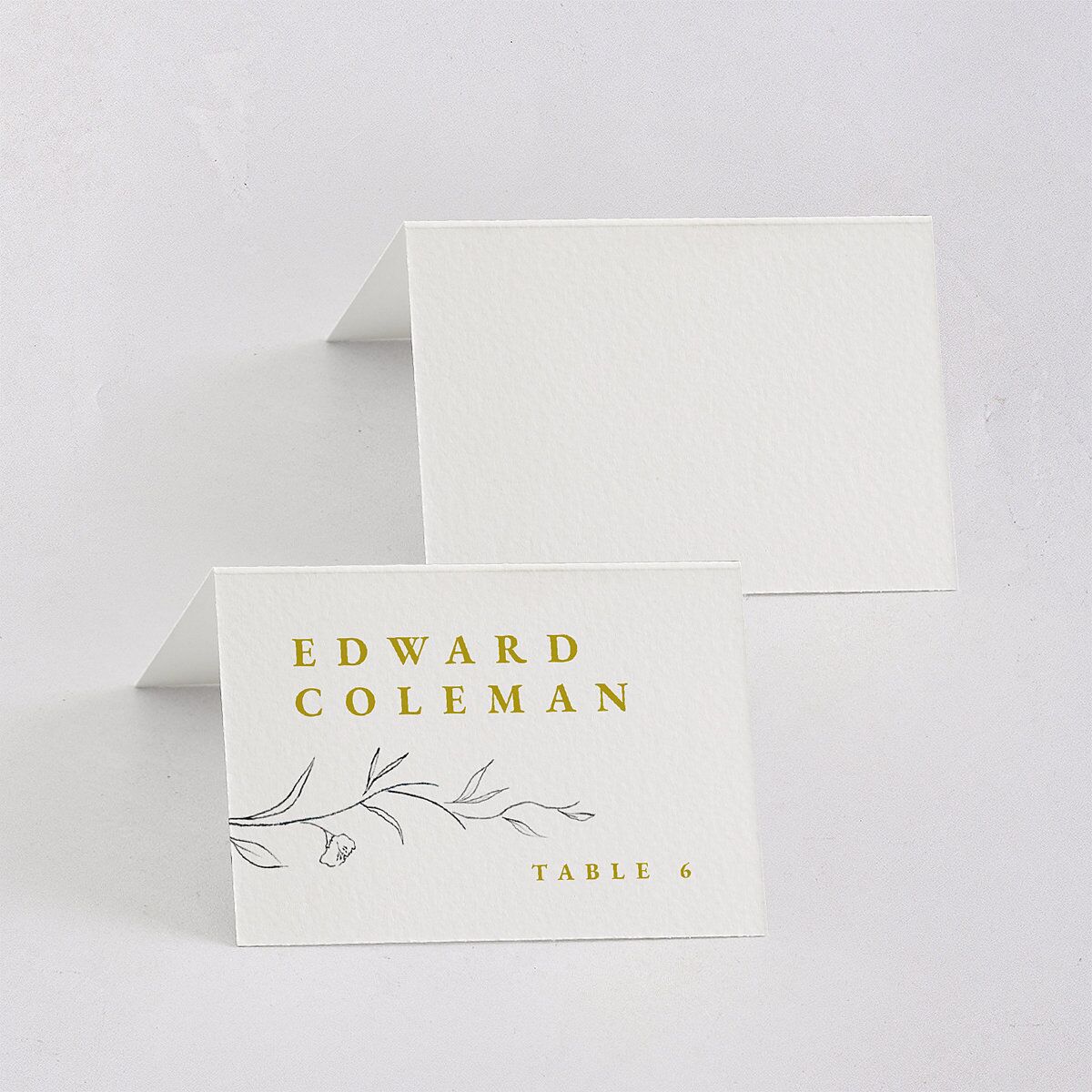 Graceful Botanical Place Cards Gold Signature