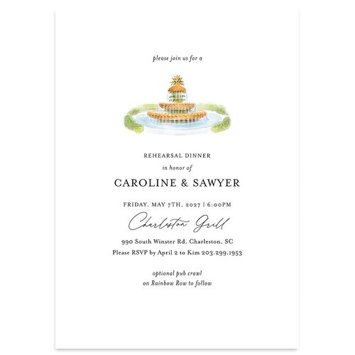Charming Charleston Rehearsal Dinner Invitations Pure White Signature Blank Standard