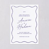 Hand Drawn Wavy Border Wedding Invitations Sapphire Signature Blank No Standard