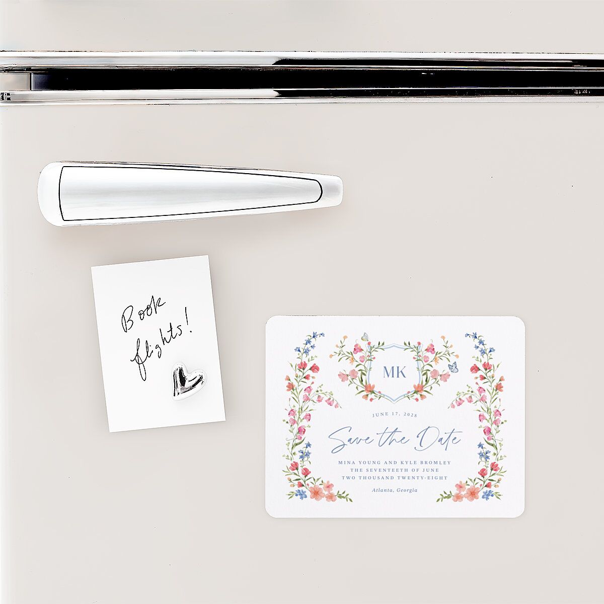 Fairytale Wildflower Crest Save The Date Magnets Pure White Magnet Paper